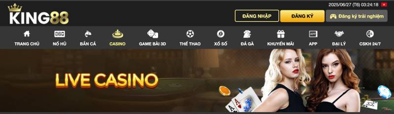 Trải nghiệm sảnh casino King88 – nơi hội tụ của đỉnh cao giải trí